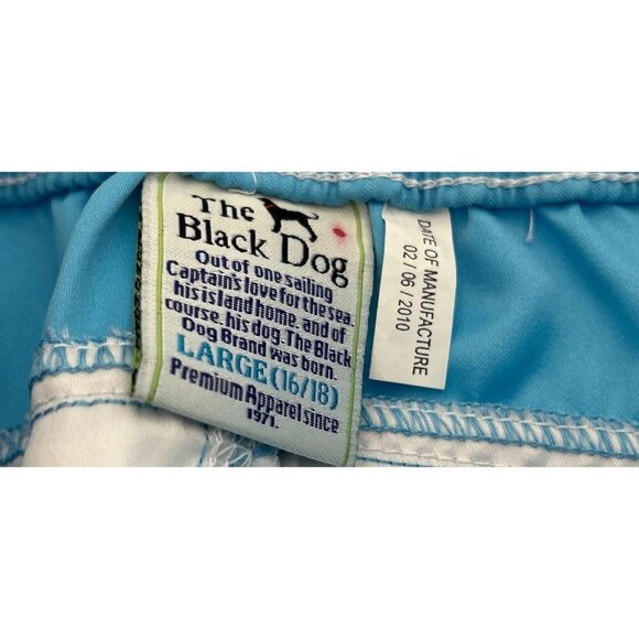Boy's Swim Trunks Black Dog Size 16/18 Light Blue Black - Picture 5 of 7